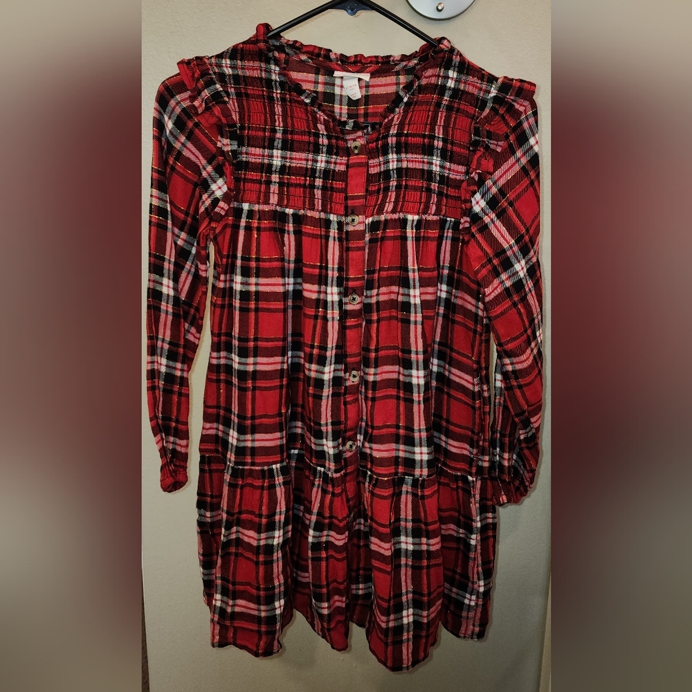 Girls Red Plaid Dress